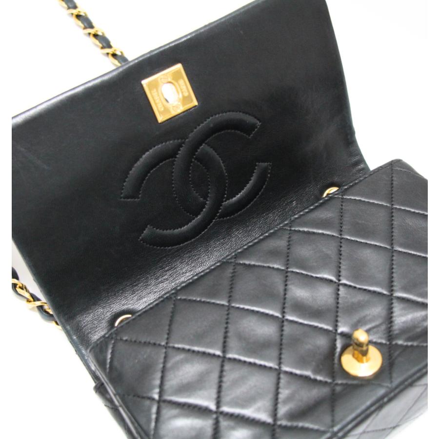シャネル CHANEL ヴィンテージ ミニマトラッセ20 フルフラップ チェーンショルダーバッグ ラム 黒 G金具 1番台 【72903】 シャネル CHANEL ヴィンテージ ミニマトラッセ20 フルフラップ