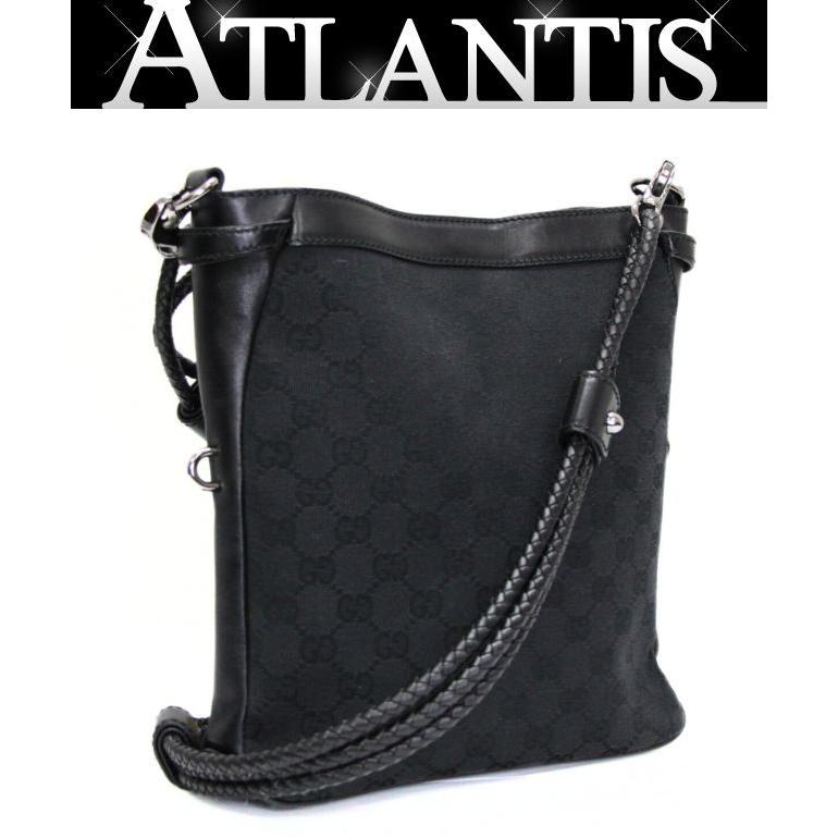 【✨極美品✨】グッチ ショルダーバッグ GGキャンバス ブラック GUCCI（グッチ） ショルダーバッグ GGキャンバス/レザー ブラック
