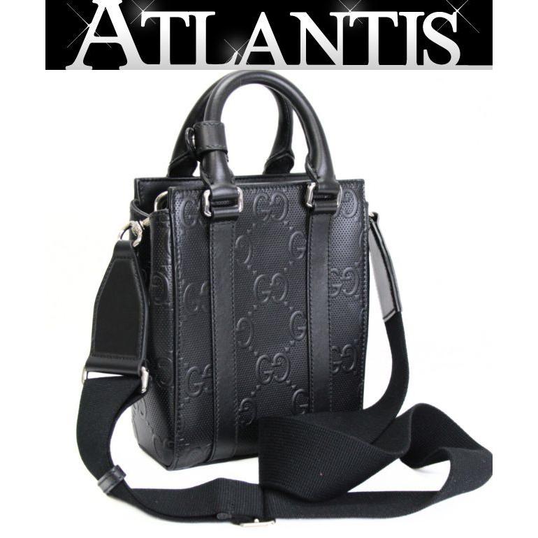 美品 グッチ GUCCI 2WAYミニトートバッグ GGエンボス 黒 696010