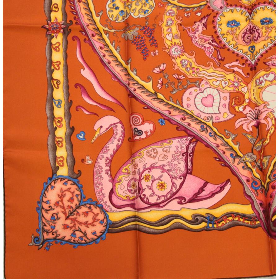 美品 エルメス HERMES カレ90 大判スカーフ De Tout Coeur 心を込めて