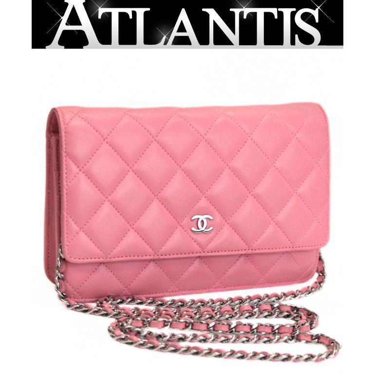 シャネル CHANEL マトラッセ チェーンウォレット ラム ピンク S金具 17