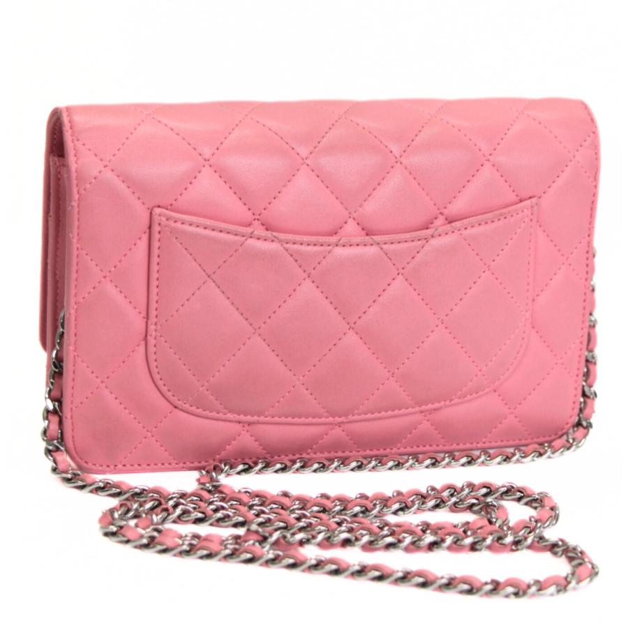 シャネル CHANEL マトラッセ チェーンウォレット ラム ピンク S金具 17
