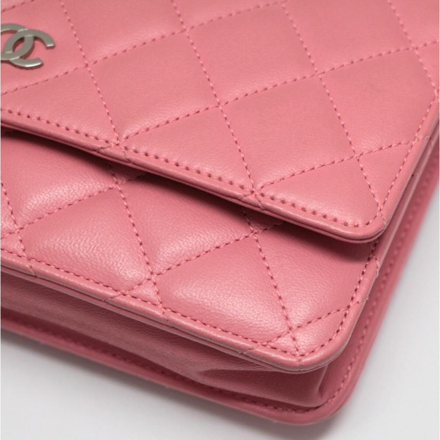 シャネル CHANEL マトラッセ チェーンウォレット ラム ピンク S金具 17