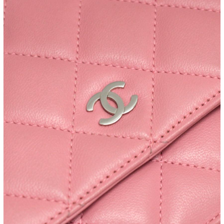 シャネル CHANEL マトラッセ チェーンウォレット ラム ピンク S金具 17