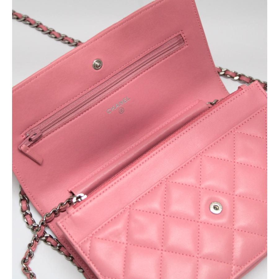 シャネル CHANEL マトラッセ チェーンウォレット ラム ピンク S金具 17