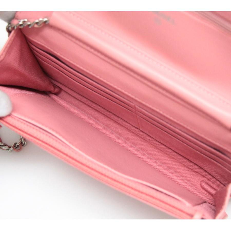 シャネル CHANEL マトラッセ チェーンウォレット ラム ピンク S金具 17