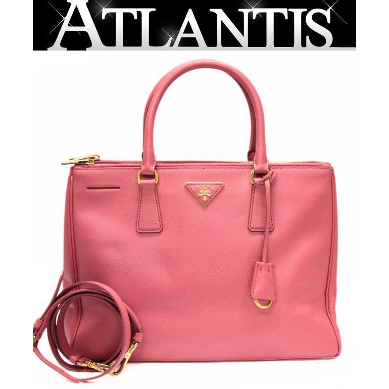 プラダ PRADA ガレリア ラージ 2WAY ハンドバッグ ショルダーバッグ サフィアーノレザー ピンク 【73048】 在庫処分大セール】プラダ PRADA ガレリア ラージ 2WAY ハンドバッグ