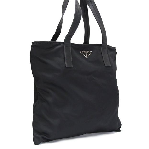 プラダ PRADA 三角ロゴ ハンドバッグ マチ無し ナイロン 黒 【73116