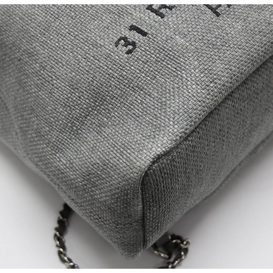 CHANEL ドーヴィル ポーチ グレー×ブラック シャネル CHANEL ドーヴィル 巾着 リュックサック バックパック