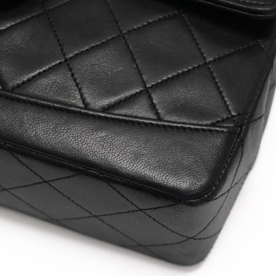 CHANEL シャネル ヴィンテージ マトラッセ シングルフラップ チェーンショルダーバッグ ラムスキン 黒 1番台 ポーチ付 【73218 ...