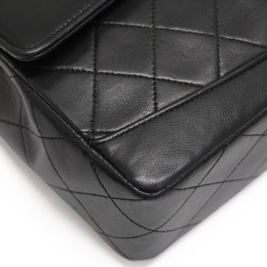 CHANEL シャネル ヴィンテージ マトラッセ シングルフラップ チェーンショルダーバッグ ラムスキン 黒 1番台 ポーチ付 【73218 ...
