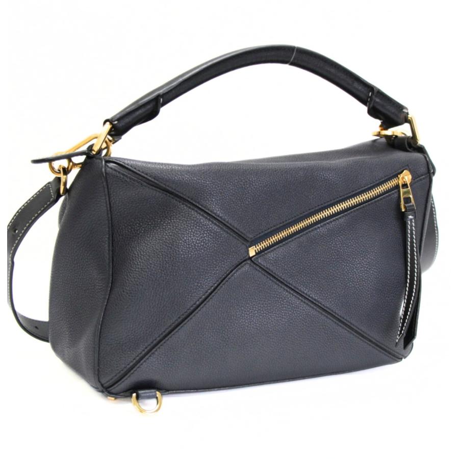 ロエベ LOEWE パズルバッグ 2WAYバッグ ミディアム レザー ネイビー