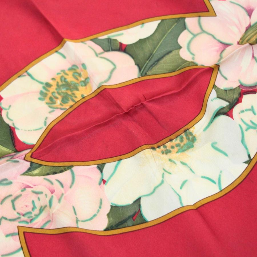 シャネル CHANEL ヴィンテージ 大判スカーフ カメリア ココマーク