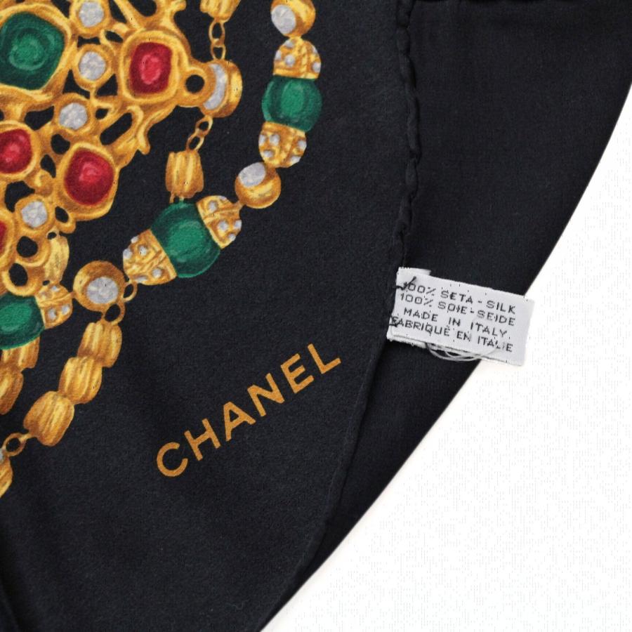シャネル CHANEL ヴィンテージ 大判スカーフ 宝石ツイストチェーン柄