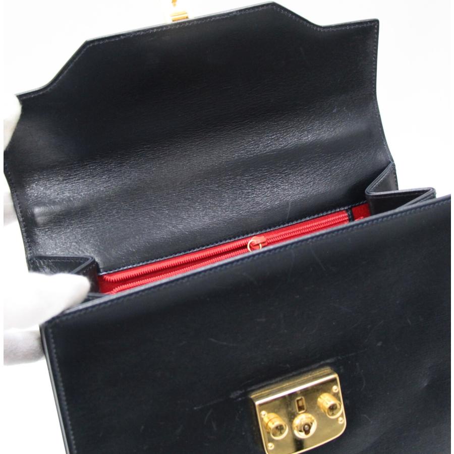 グッチ GUCCI ヴィンテージ レディロック スモール 2WAYハンドバッグ レザー ネイビー 【73550】 グッチ GUCCI ヴィンテージ レディロック スモール 2WAYハンドバッグ