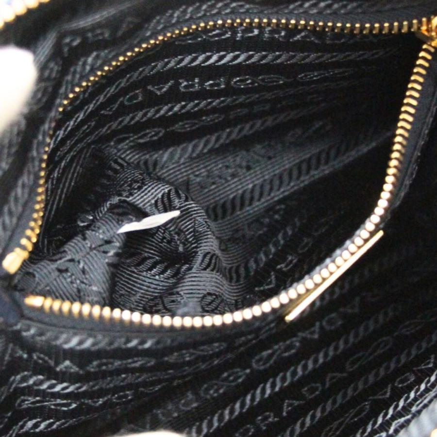 美品 プラダ PRADA 三角ロゴ ミニポーチ デニム ブルー 【73606