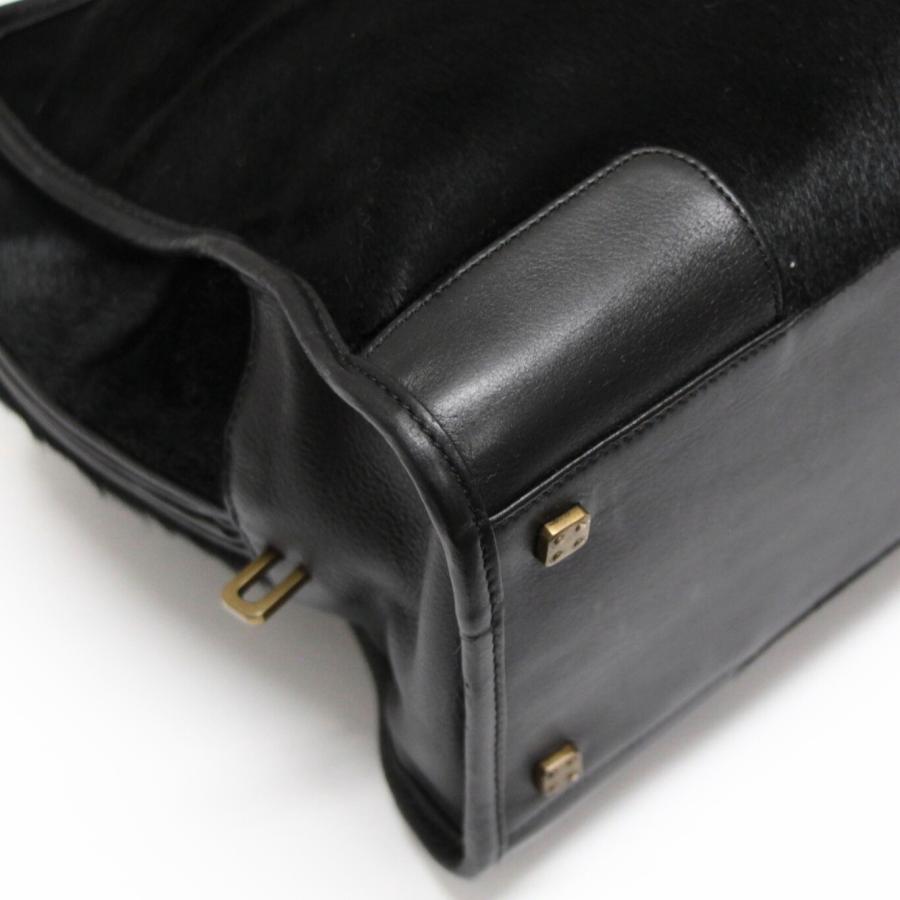 ロエベ LOEWE アマソナ36 ハンドバッグ アナグラム ハラコ 黒 【73643 