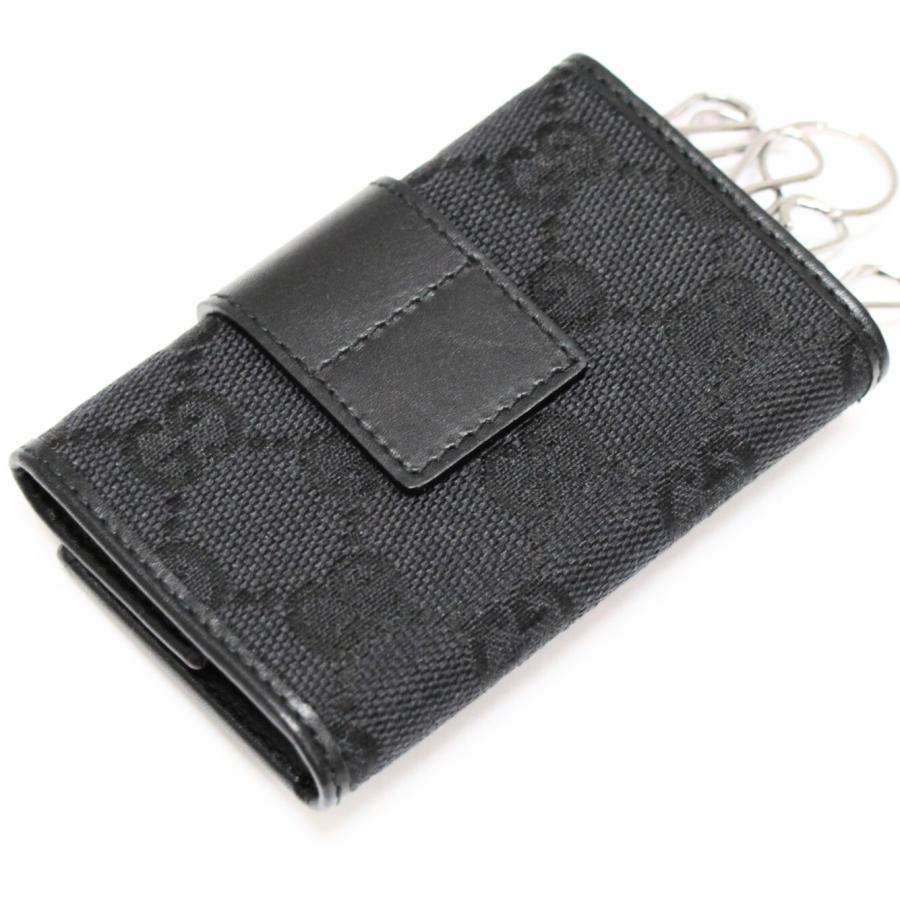 美品 グッチ GUCCI 6連キーケース GGキャンバス 黒 【73891