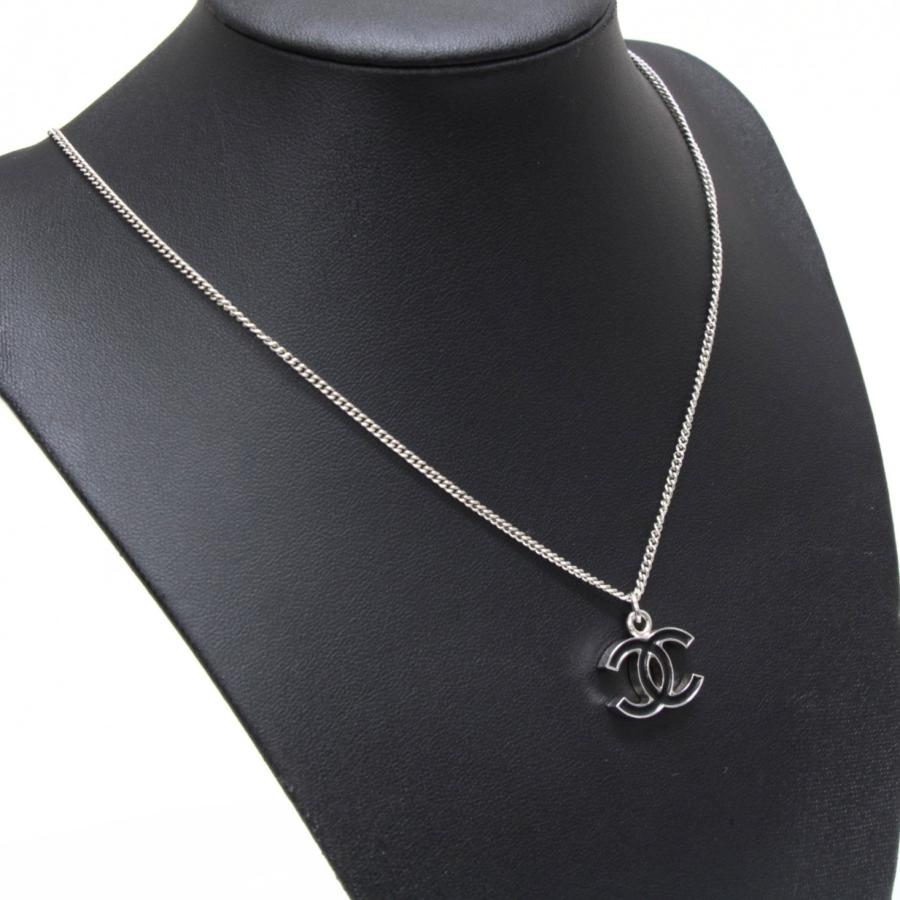 CHANEL シャネル リバーシブルココマーク ネックレス シルバー×黒 04A 