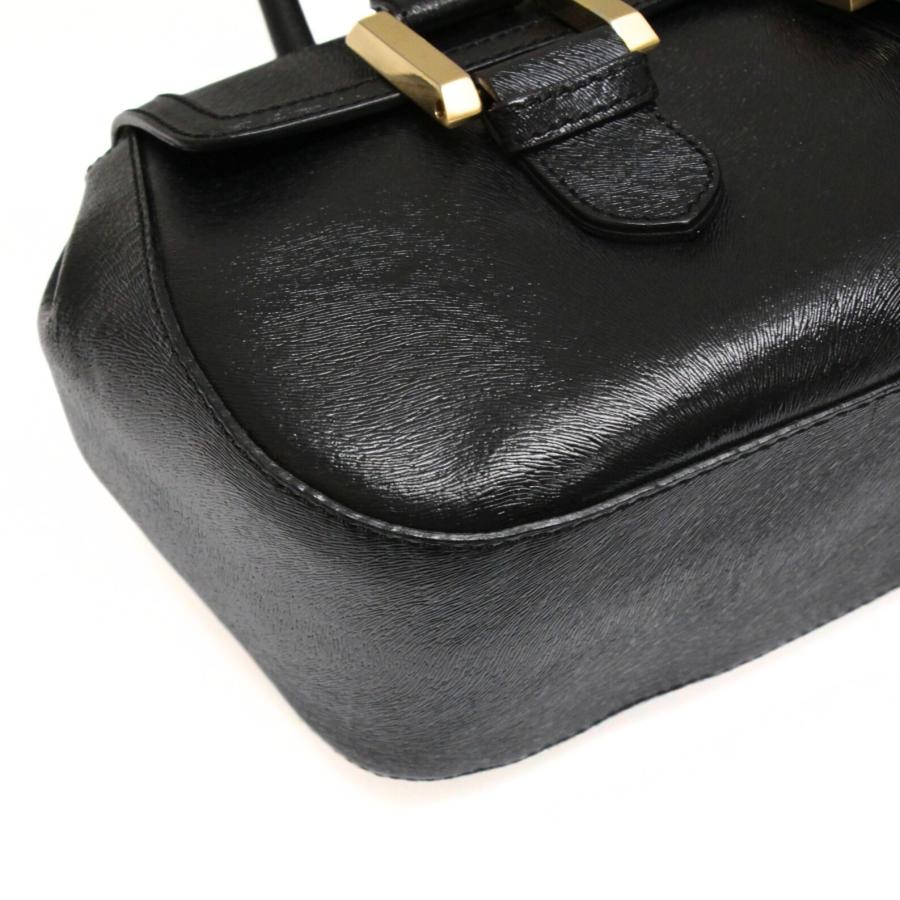 FENDI フェンディ ヴィンテージ ハンドバッグ ロゴ金具 レザー 黒