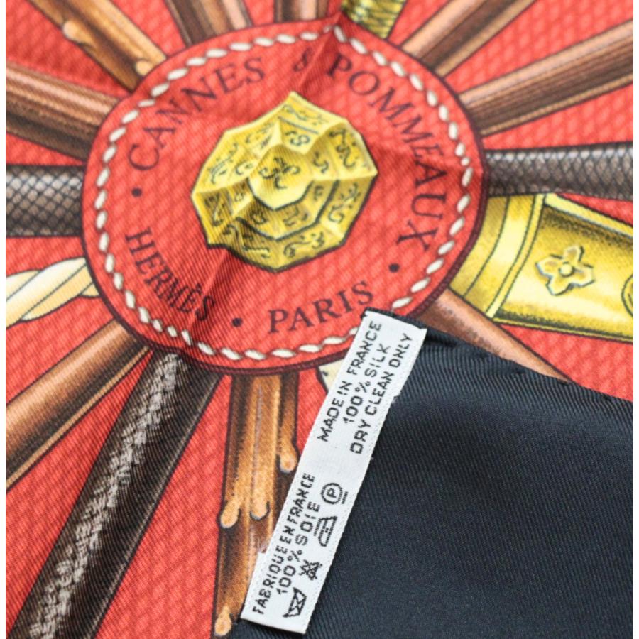 HERMES エルメス カレ90 CANNES&POMMEAUX 杖とステッキの飾り 大判