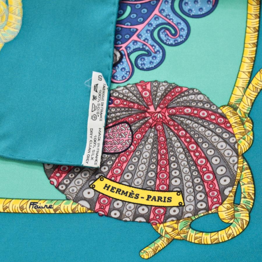 レディース 極美品 エルメス カレ90 深海魚 GRANDS FONDS プリーツ 箱付き
