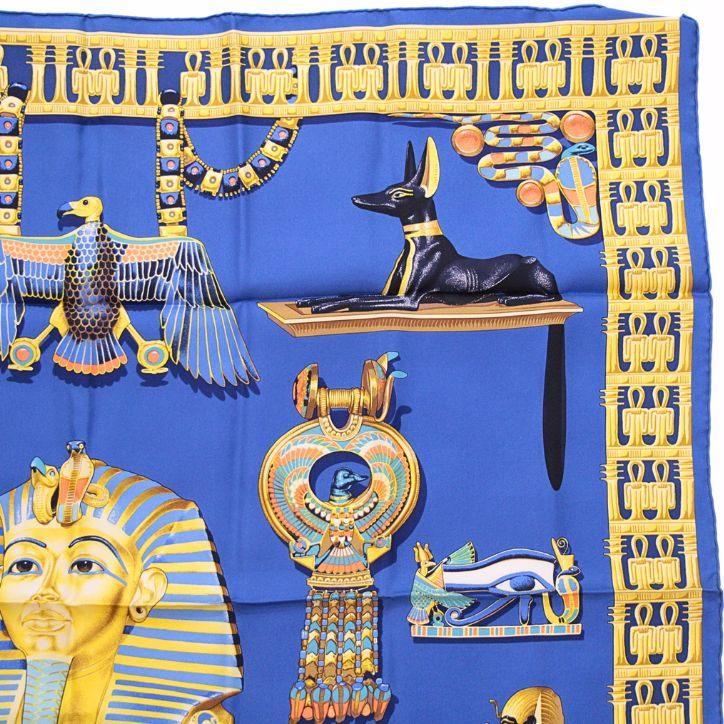 エルメス HERMES カレ90 大判スカーフ TUTANKHAMUN ツタンカーメン シルク100％ 【74434】