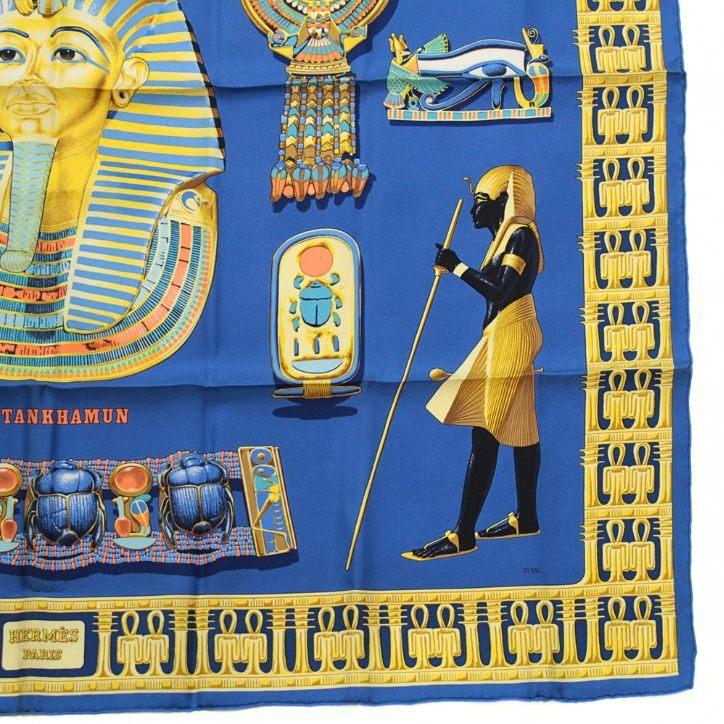 エルメス HERMES カレ90 大判スカーフ TUTANKHAMUN ツタンカーメン シルク100％ 【74434】