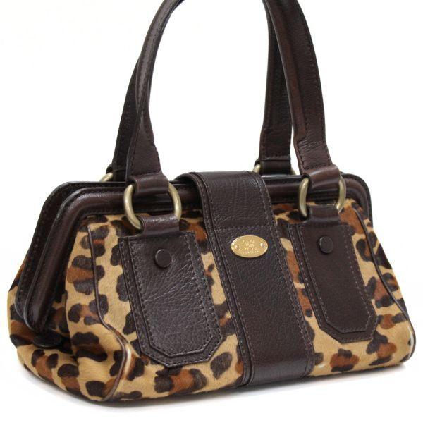 美品CELINE ハンドバッグ レオパード ハラコ セリーヌ CELINE ヴィンテージ ハンドバッグ ハラコ レオパード