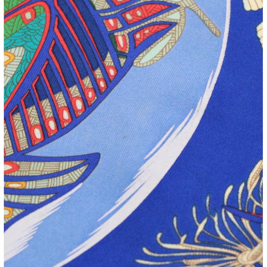 エルメス HERMES カレ90 Grands Fonds 深海 大判スカーフ 魚 シルク100