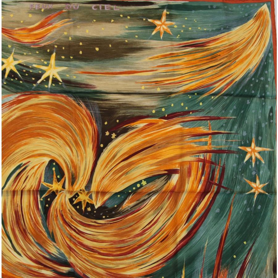 美品 エルメス HERMES カレ90 FEUX DU CIEL 天の火 大判スカーフ シルク 100％ 【76440】 |  | 01