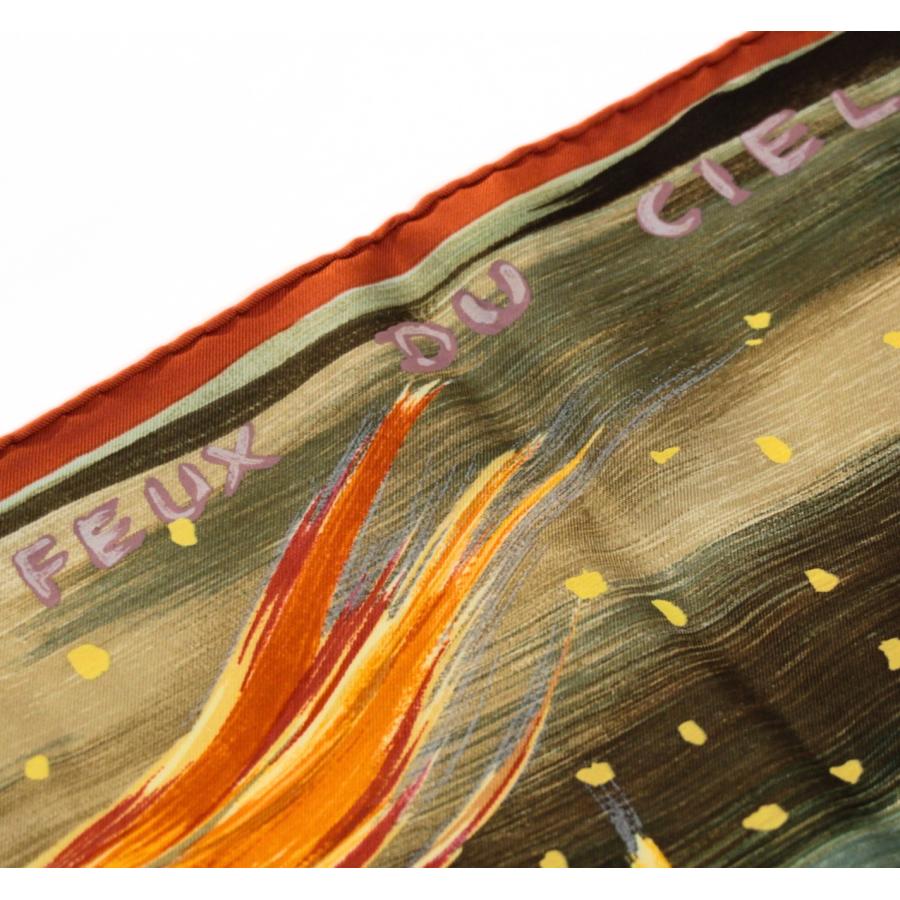 美品 エルメス HERMES カレ90 FEUX DU CIEL 天の火 大判スカーフ シルク 100％ 【76440】 |  | 04