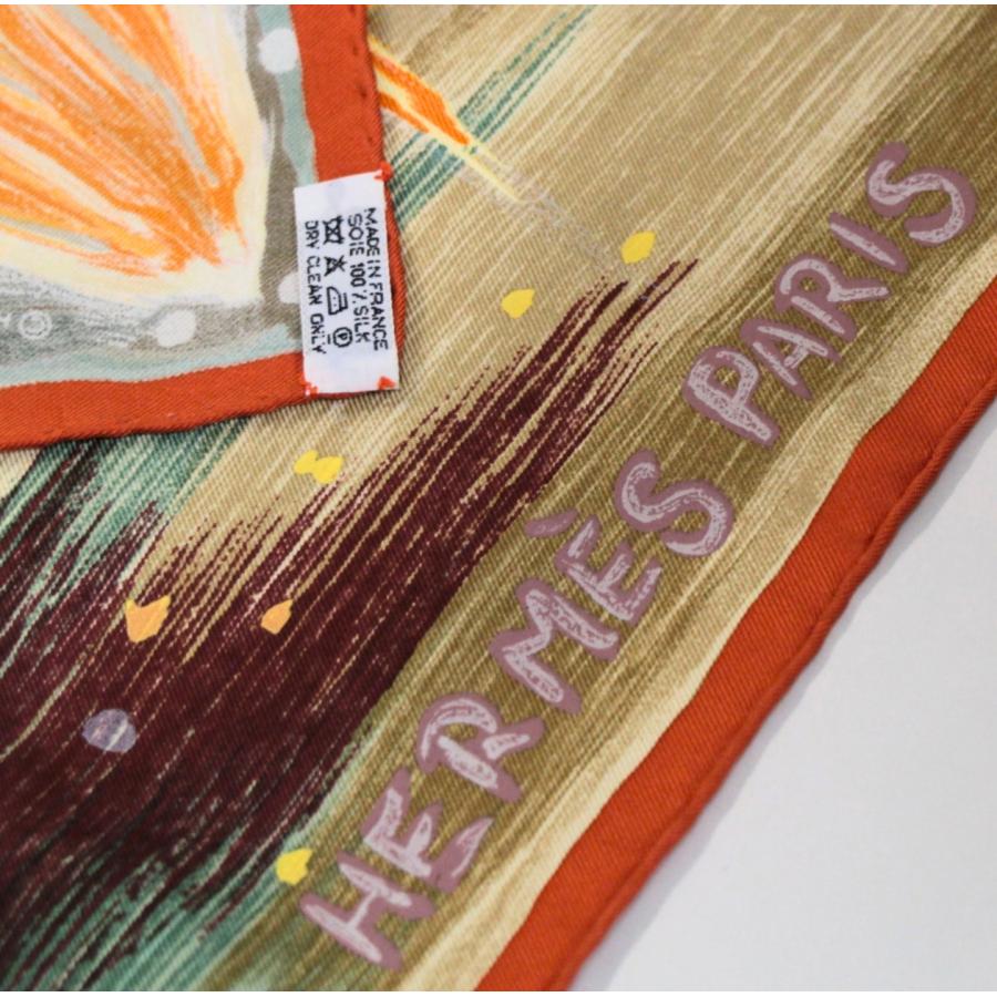 美品 エルメス HERMES カレ90 FEUX DU CIEL 天の火 大判スカーフ シルク 100％ 【76440】 |  | 05