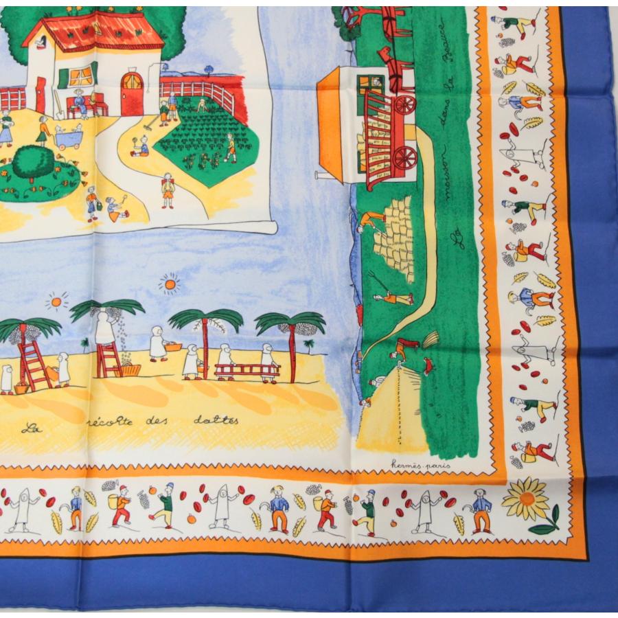 美品 エルメス HERMES カレ90 RE TOUR A LA TERRE 故郷に帰る 大判スカーフ シルク100% マルチカラー 【76444】 |  | 04