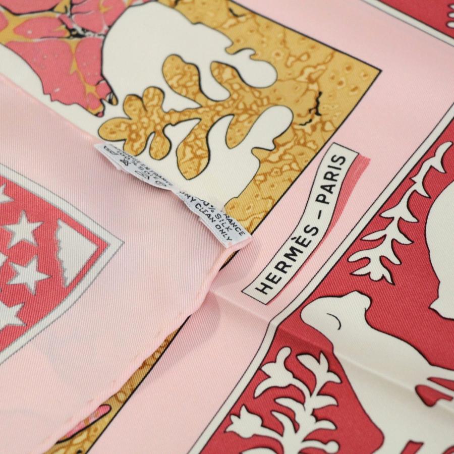 エルメス HERMES カレ90 EARLY AMERICA 古き良きアメリカ 大判スカーフ シルク100％ 赤系 ピンク 【76546】 |  | 04