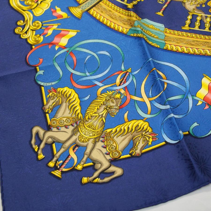 美品 エルメス HERMES カレ90 LUNA PARK 遊園地 大判スカーフ 馬 メリーゴーランド シルク100% 青系 ブルー 【76548】 |  | 06