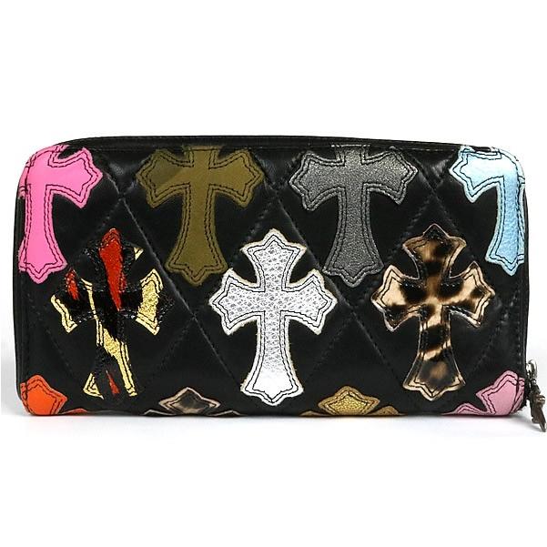 クロムハーツ　クロスパッチ キルテッドセメタリー ラウンドファスナー　長財布 クロムハーツ CHROME HEARTS セメタリークロス キルテッド ラウンド