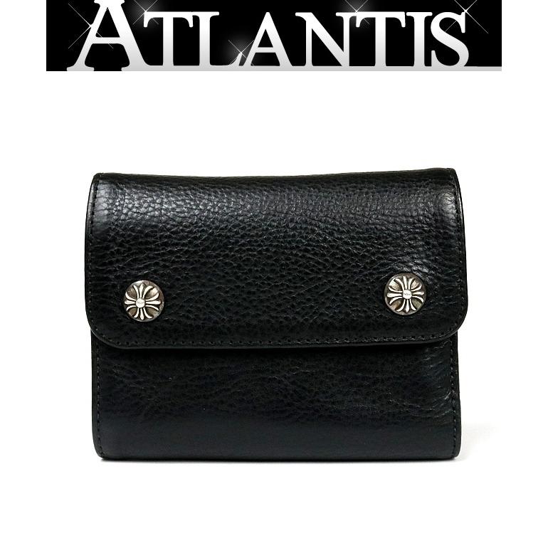 CHROME HEARTS 銀座店 クロムハーツ ミニウェーブ ウォレット クロスボタン 三つ折財布 SV925 黒 96074 ...