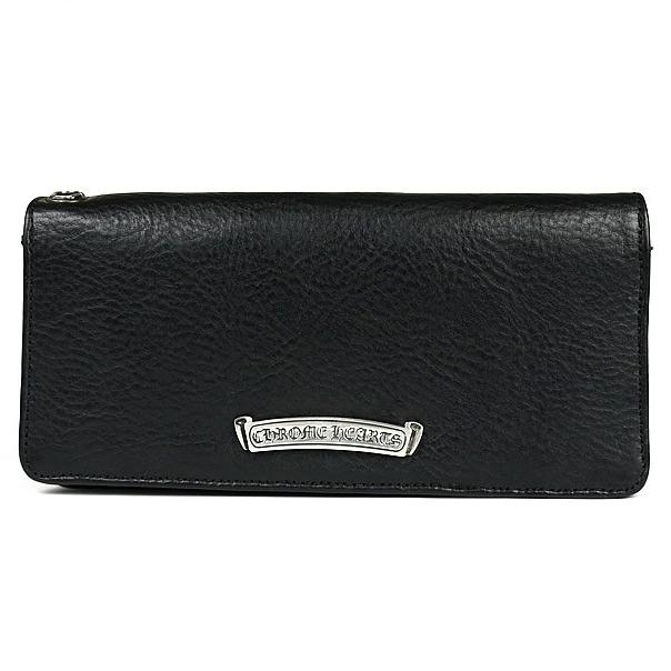 CHROME HEARTS 銀座店 クロムハーツ 美品 シングルフォールド ウォレット 長財布 札入れ レザー シルバー SV925 黒 ...