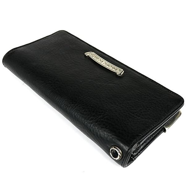 CHROME HEARTS 銀座店 クロムハーツ 美品 シングルフォールド ウォレット 長財布 札入れ レザー シルバー SV925 黒 ...