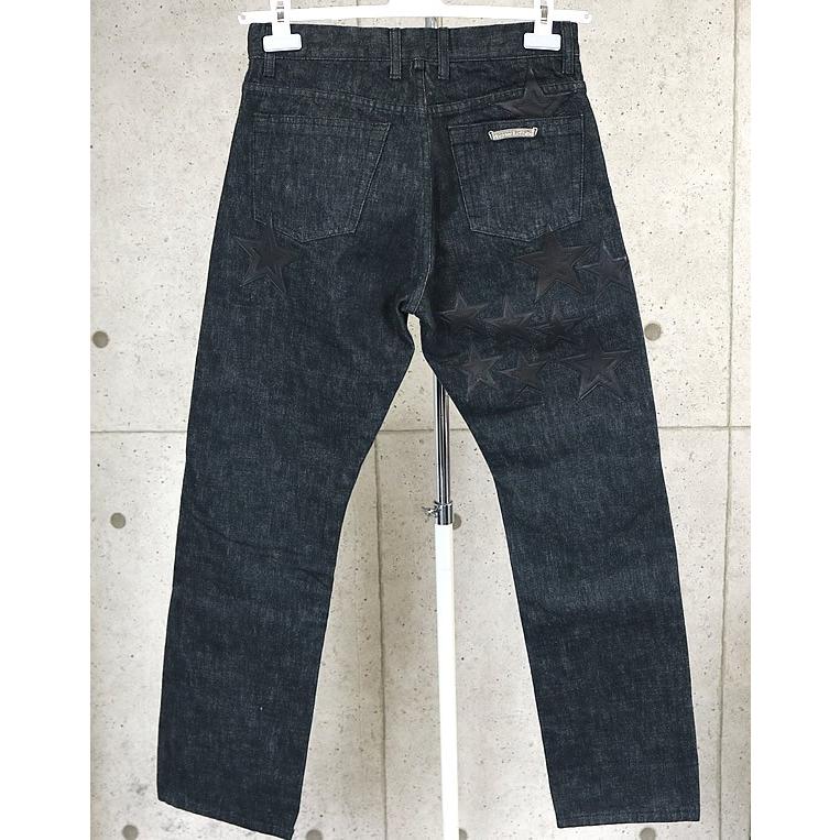 CHROME HEARTS 新宿店 クロムハーツ 未使用 5ポケット ジーンズ フレアニー スターパッチ クロスボタン デニム パンツ メンズ SV925 30インチ インディゴ 30559 CHROME HEARTS 新宿店 クロムハーツ 未使用 5ポケット ジーンズ