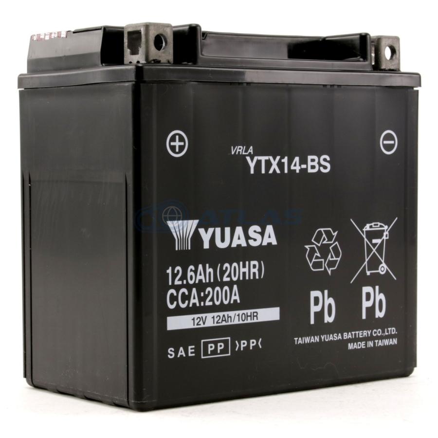 台湾YUASA YTX14-BS 液入り充電済み 1年保証付き 互換FTX14-BS GTX14-BS｜atlas-parts｜02