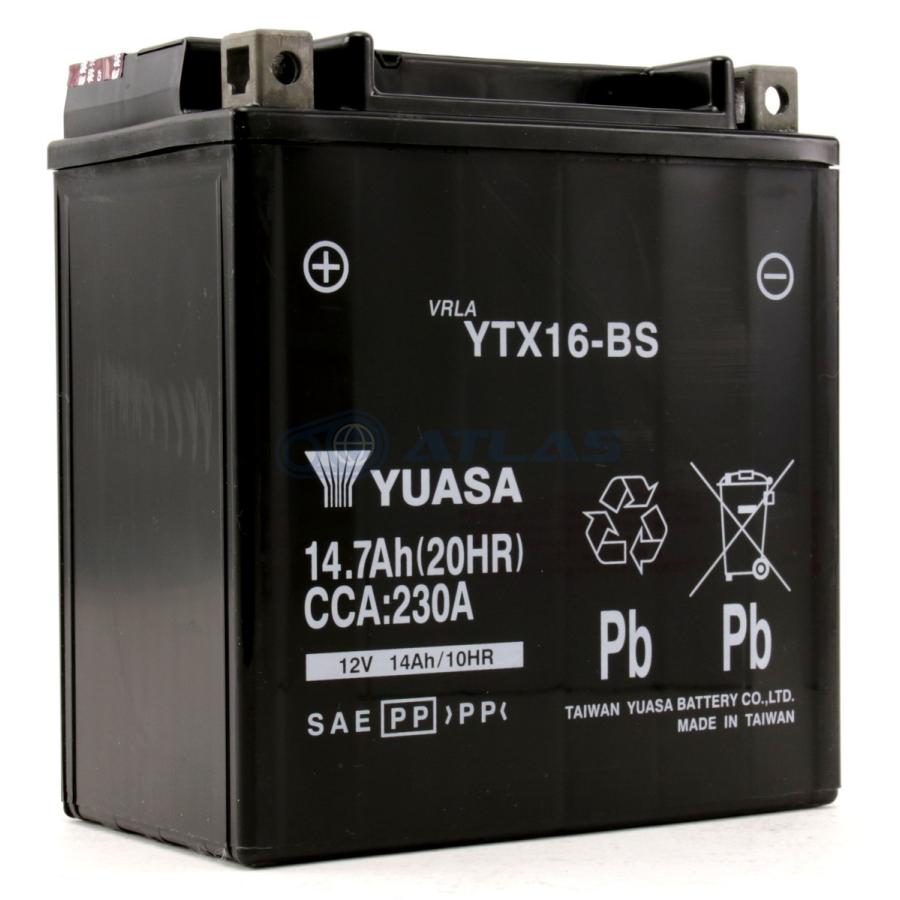 台湾YUASA YTX16-BS 液入り充電済み 1年保証付き 互換FTH16-BS GTX16-BS｜atlas-parts｜02