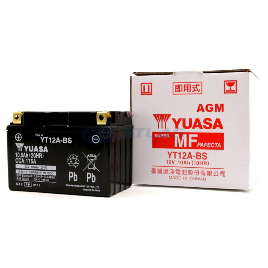 台湾YUASA YT12A-BS 液入り充電済み 1年保証付き 互換 FT12A-BS｜atlas-parts｜04