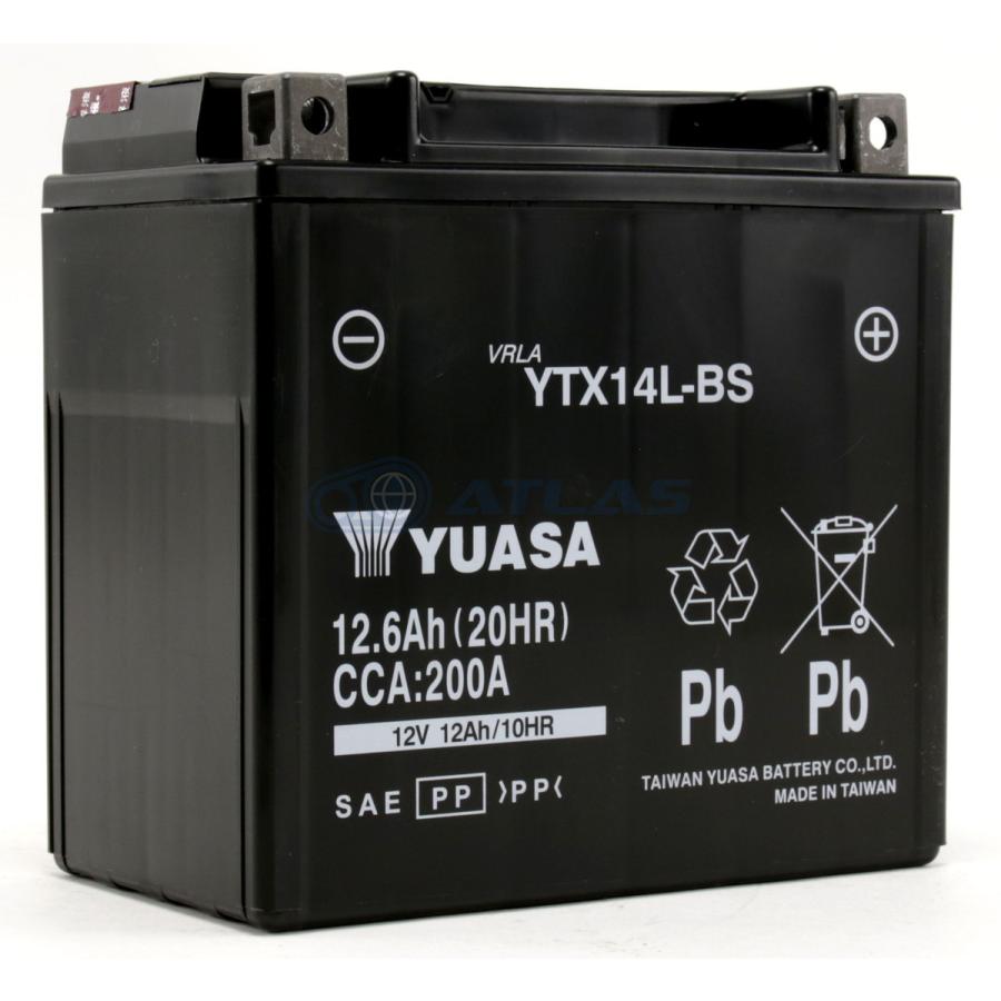 台湾YUASA ハーレー用AGMバッテリー YTX14L-BS 液入り充電済み 1年保証付き 互換 YTX14L-BS HARLEY DAVIDSON ハーレー純正 65958-04 65958-04A 65984-00｜atlas-parts｜02