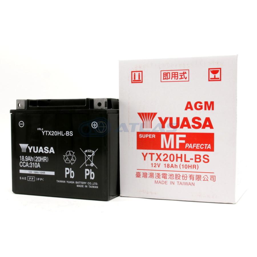 台湾YUASA ハーレー用AGMバッテリー YTX20HL-BS 液入り充電済み 1年保証付き 互換 YTX20L-BS HARLEY DAVIDSON純正 65989-97A 65989-97B 65989-97C 66000207｜atlas-parts｜04