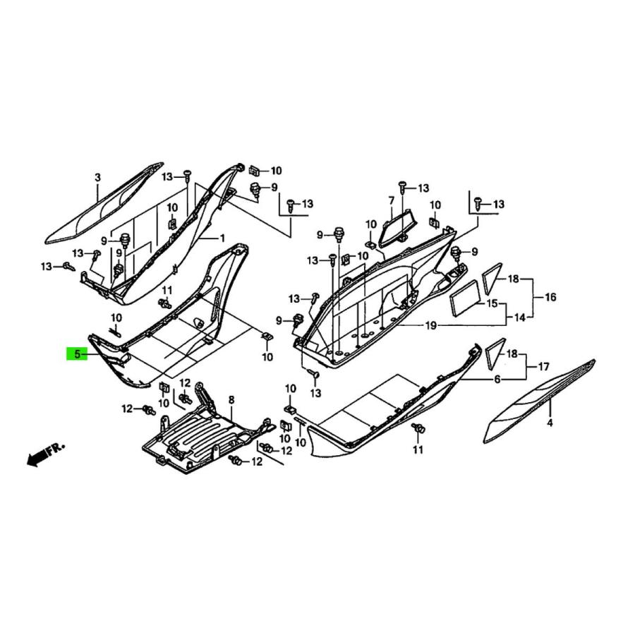 ホンダ タイホンダ純正 PCX125 JF28 カバー R サイドモール 右