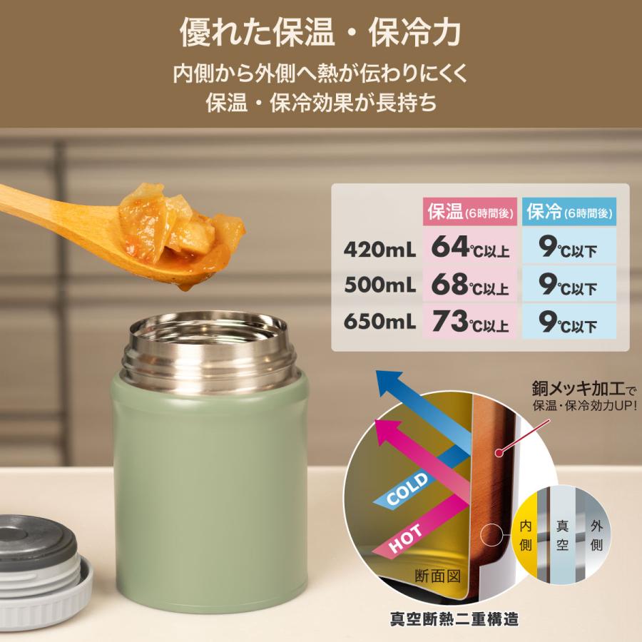 Atlas スープジャー 保温弁当箱 フードポット 650ml 保温 保冷 真空