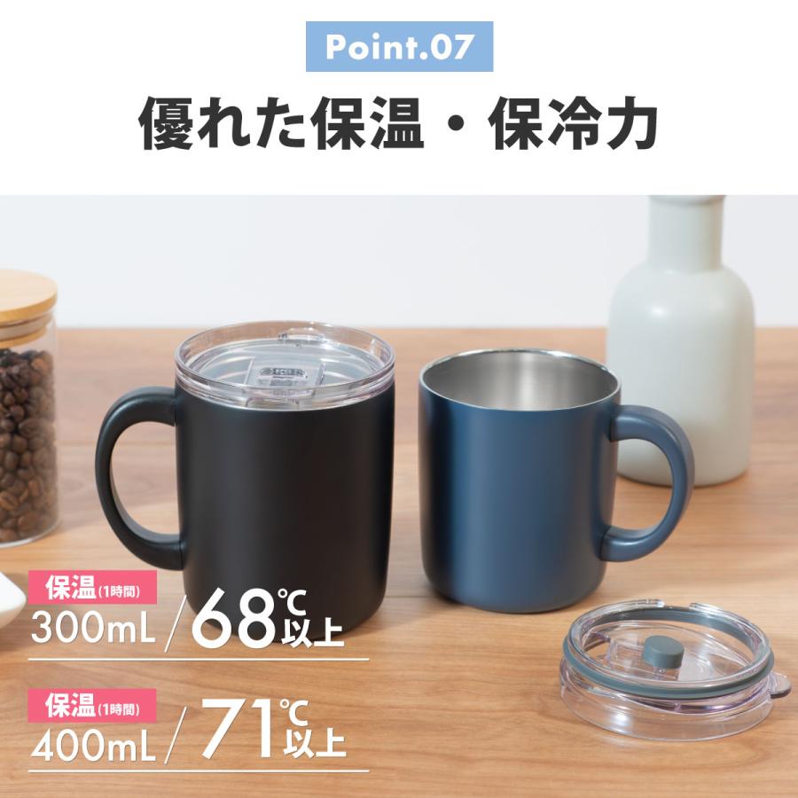 Atlas マグカップ ステンレス 400ml ふた付き 保温 保冷 真空断熱