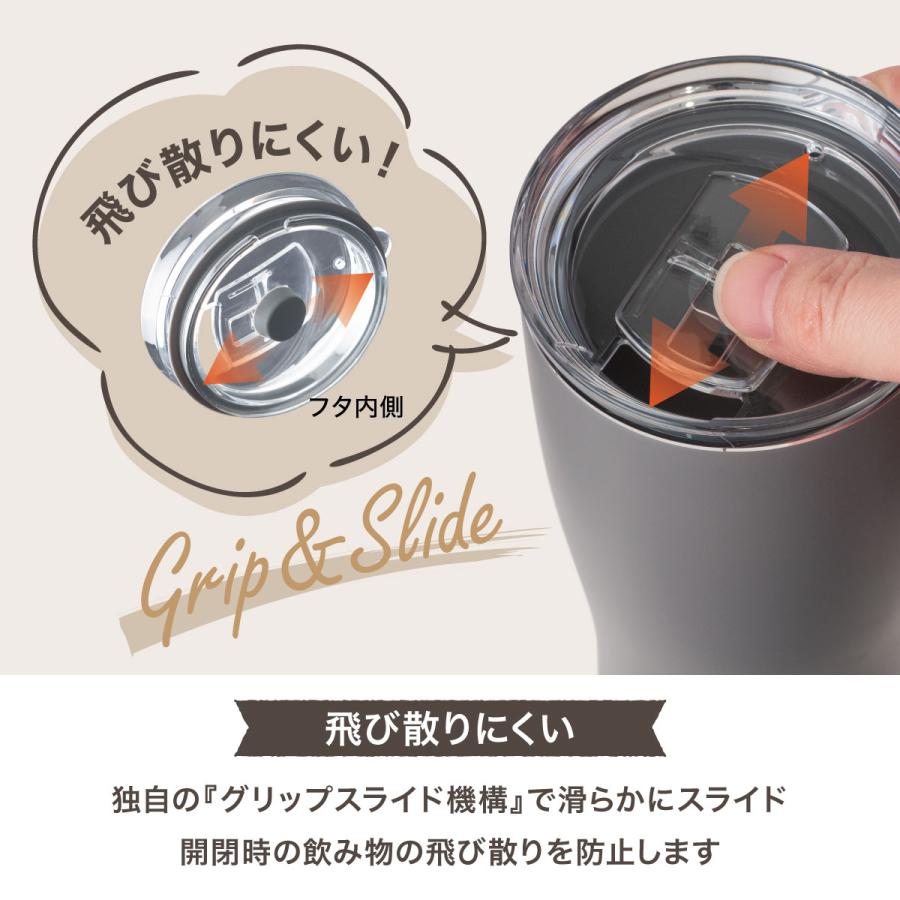 24個セット 蓋付きタンブラー 310ml 保温 保冷 真空断熱 ステンレス スライドふた付き 洗いやすい コーヒー用 バニラ アッシュ カフェリンク AFST-310-24Pの画像
